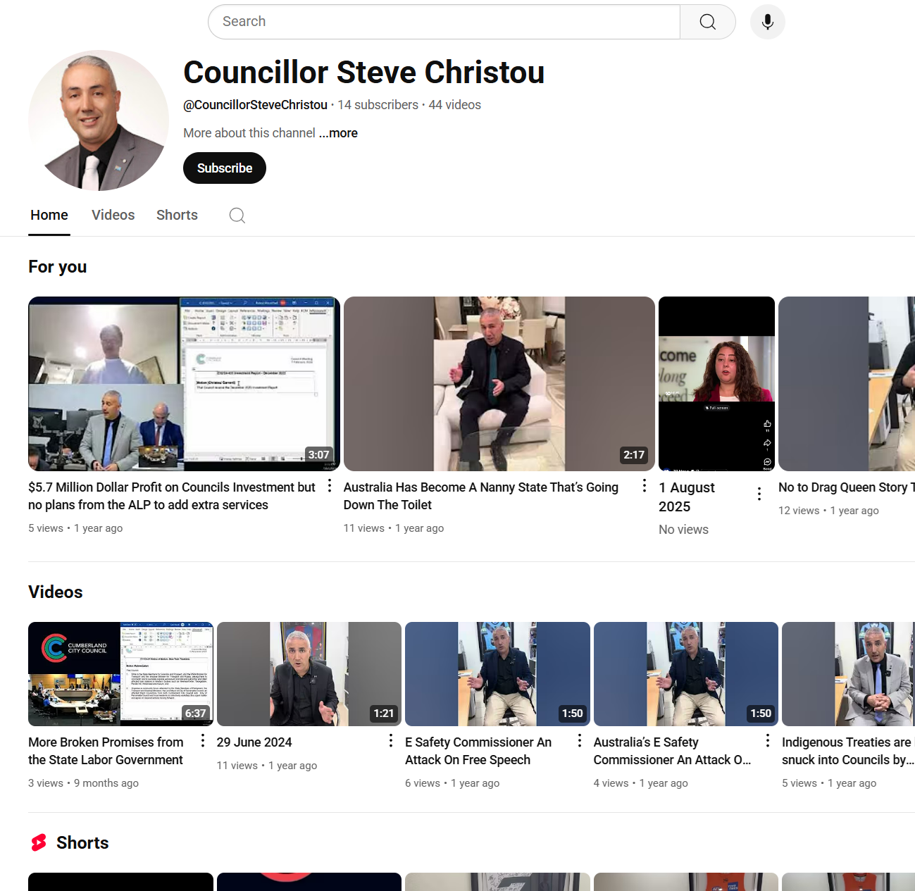 Steve's YouTube channel